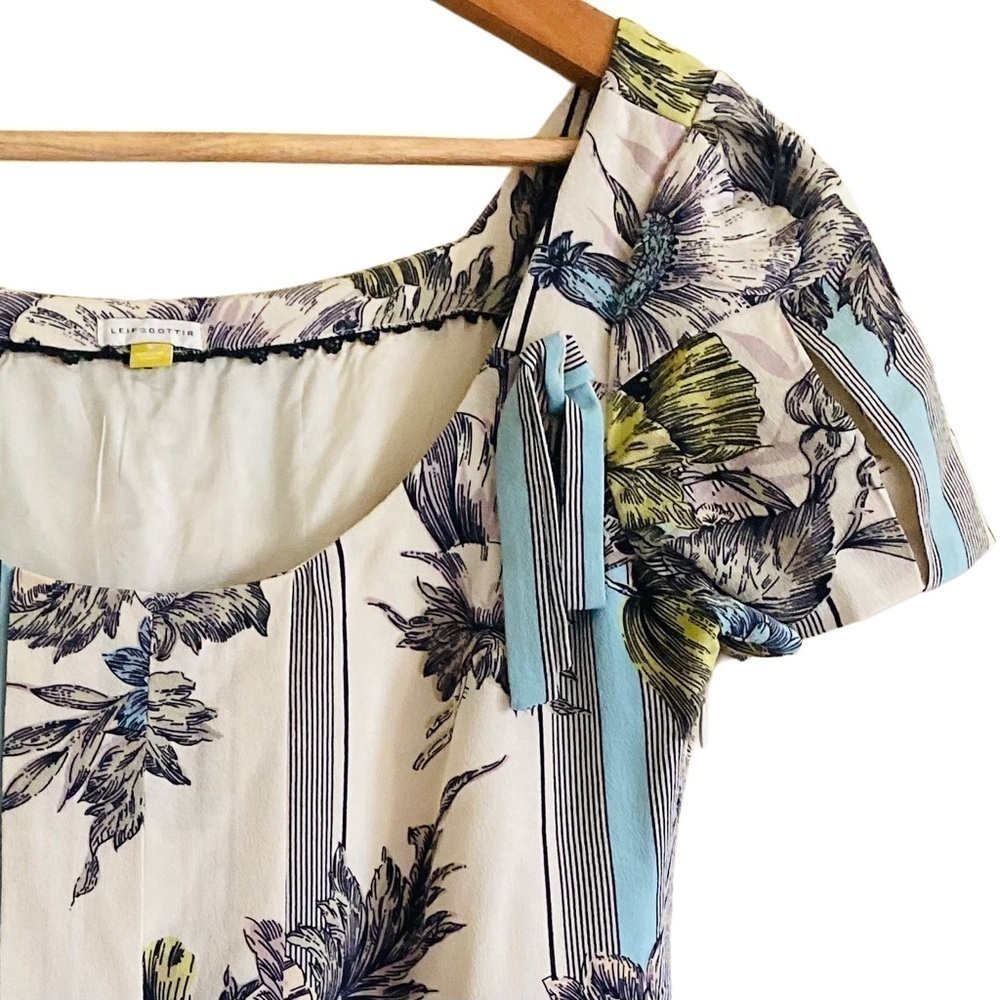 ANTHROPOLOGIE LEIFSDOTTIR 100% Silk Retro Drop Waist Feminine Floral Dress Sz 6 - Picture 3 of 12